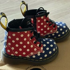 Dr.Marten Red & Blue Polka Boots